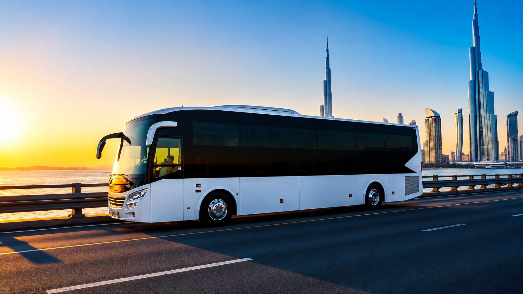 Luxury coach with UAE skyline